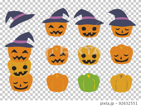Jack-O-Lantern Set/Halloween Pumpkin with Witch's Hat/Triple Pumpkin Tower 92632551