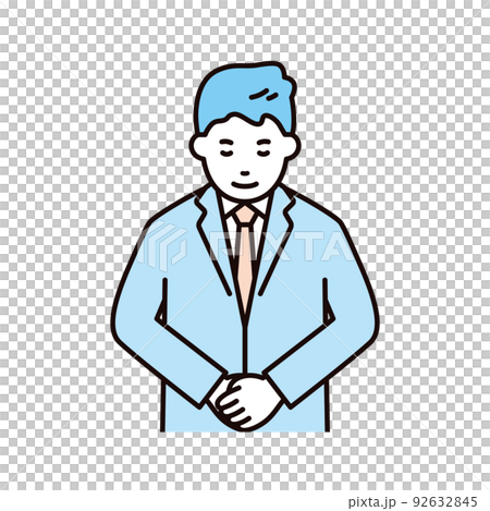 Business _ person _ male _ suit _ upper body _ bow _ fold hands in front 92632845