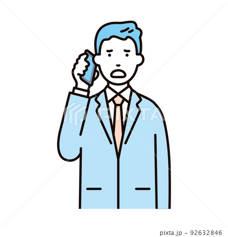 ビジネス_人物_男性_スーツ_上半身_スマホで通話_困る ビジネス_人物_男性_スーツ_上半身_スマホで通話_困る 92632846
