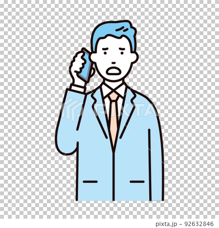 ビジネス_人物_男性_スーツ_上半身_スマホで通話_困る ビジネス_人物_男性_スーツ_上半身_スマホで通話_困る 92632846