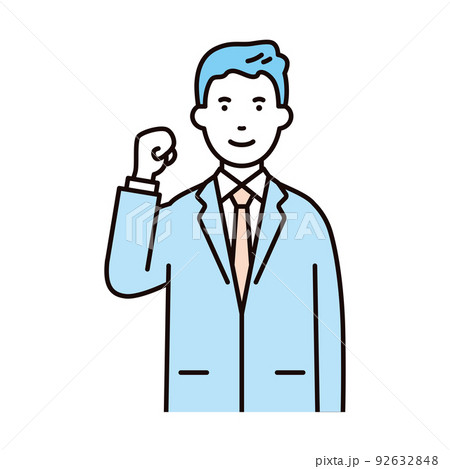 ビジネス_人物_男性_スーツ_上半身_拳を上げる_右手 ビジネス_人物_男性_スーツ_上半身_拳を上げる_右手 92632848