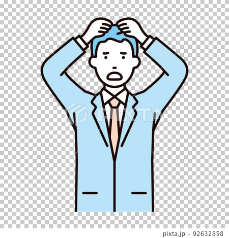 ビジネス_人物_男性_スーツ_上半身_頭を抱える 92632858