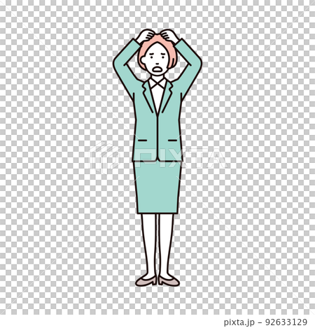 商務_人_女人_西裝_全身_抱頭 商務_人_女人_西裝_全身_抱頭 92633129