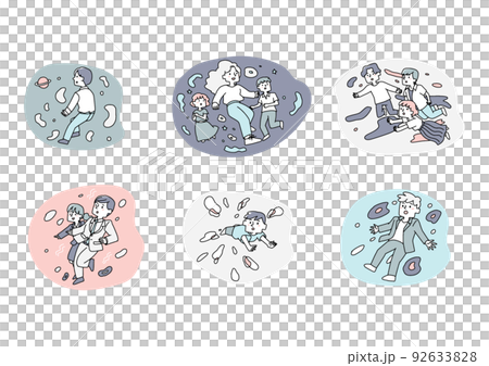 A set of free people floating in outer space Comical hand-drawn people Vector, line drawing and color A set of free people floating in outer space Comical hand-drawn people Vector, line drawing and color 92633828