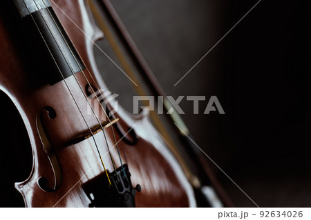 Violin vintage musical instrument of orchestra taken with natural light 92634026