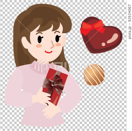 Woman with a box of chocolates on Valentine's Day Woman with a box of chocolates on Valentine's Day 92634067