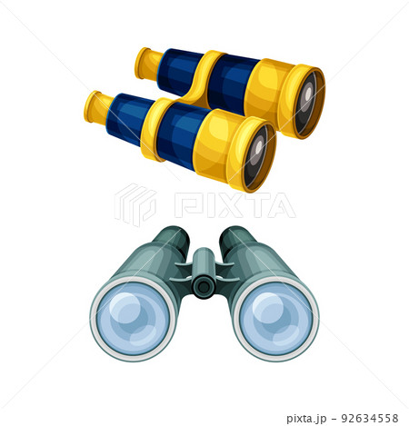 Binoculars or Field Glasses as Two Refracting Telescopes for Viewing Distant Object Vector Set Binoculars or Field Glasses as Two Refracting Telescopes for Viewing Distant Object Vector Set 92634558