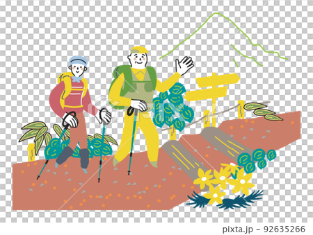 享受登山插圖素材的資深夫婦 92635266