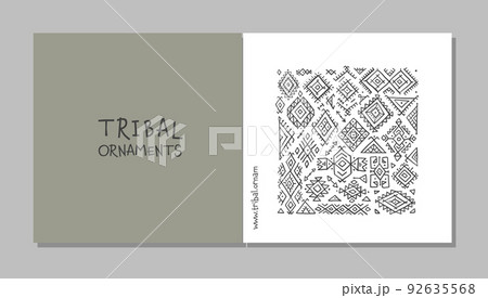 Abstract ethnic ornament, geometric background. Concept art for your business. Cards, banner, web, promotional materials. Corporate identity template. Vector illustration Abstract ethnic ornament, geometric background. Concept art for your business. Cards, banner, web, promotional materials. Corporate identity template. Vector illustration 92635568