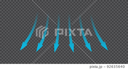 Air flow. Blue arrows showing direction of air movement. Wind direction arrows. Blue cold fresh stream from the conditioner. Vector illustration isolated on transparent background Air flow. Blue arrows showing direction of air movement. Wind direction arrows. Blue cold fresh stream from the conditioner. Vector illustration isolated on transparent background 92635640