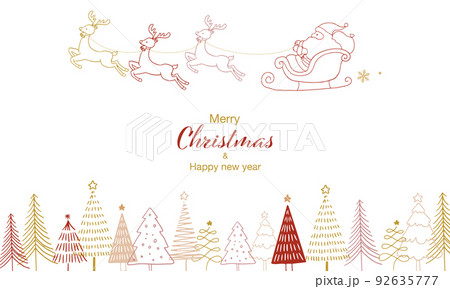 クリスマスの手描きのベクターイラスト背景 92635777