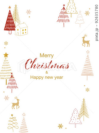 クリスマスの手描きのベクターイラスト背景 92635780
