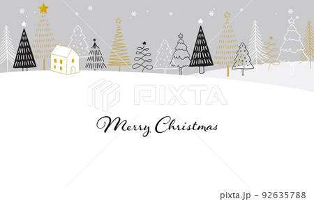 クリスマスの手描きのベクターイラスト背景 92635788