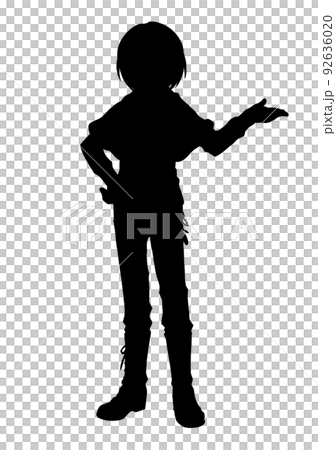 動漫風格人物剪影全身插畫 動漫風格人物剪影全身插畫 92636020