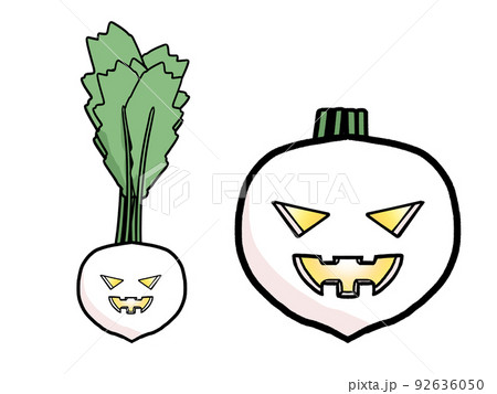 カブで作ったジャックオウランタンのイラストのイラスト素材 [92636050