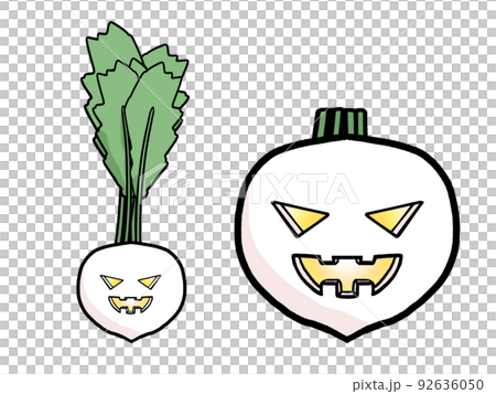 カブで作ったジャックオウランタンのイラストのイラスト素材 [92636050