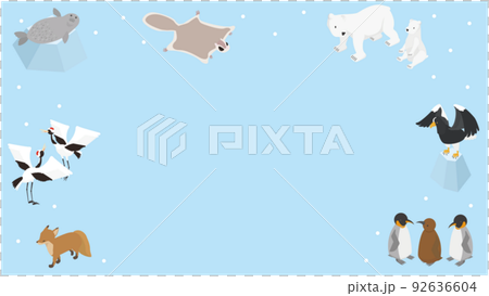 一組用於水族館和動物園的可愛生物 92636604