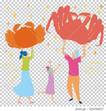 Illustration of a family happy with a delicious crab gift 92636607