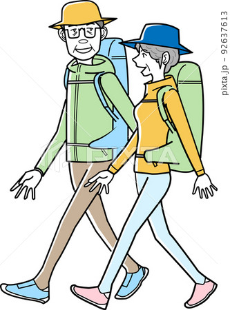 高齢夫婦のウオーキングをしながらの会話 高齢夫婦のウオーキングをしながらの会話 92637613