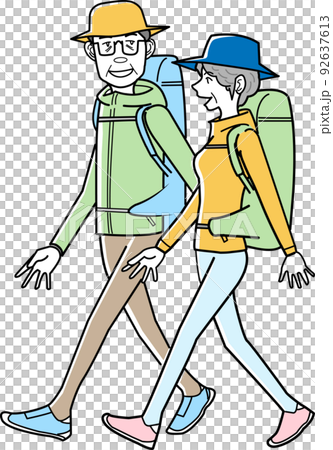 高齢夫婦のウオーキングをしながらの会話 高齢夫婦のウオーキングをしながらの会話 92637613