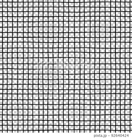Hand drawn thin line plaid background - seamless black and white grid 92640424