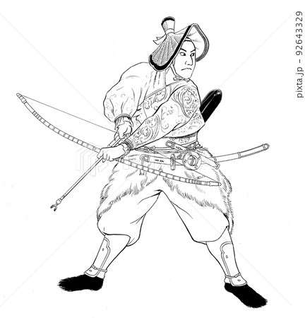 弓侍 線画 弓侍 線画 92643329