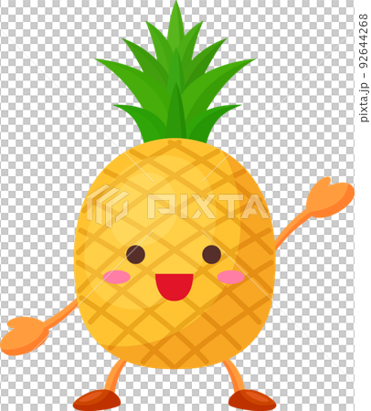 手を挙げるかわいいパイナップルのキャラクターのイラスト 手を挙げるかわいいパイナップルのキャラクターのイラスト 92644268