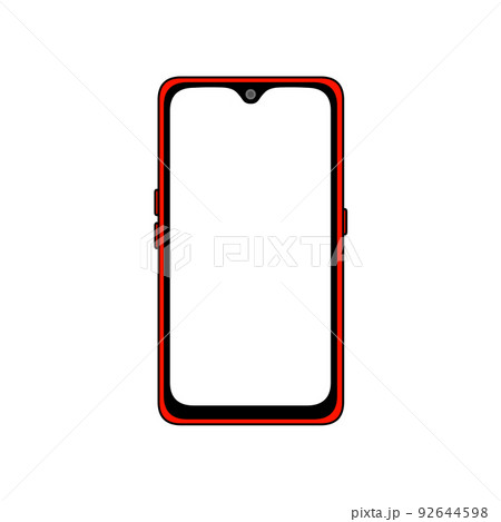 正面から見た白い画面のスマートフォン 92644598
