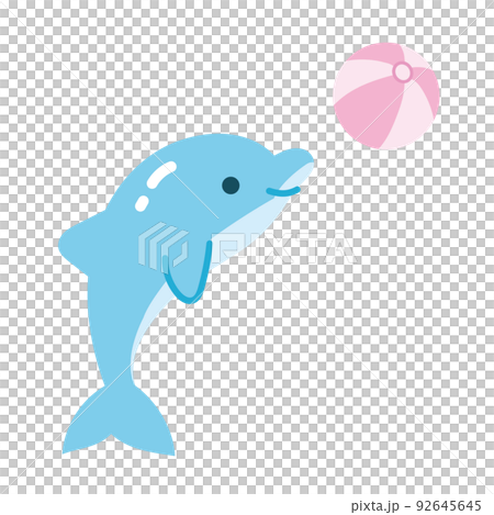 ボールで遊ぶかわいいイルカのイラスト　素材 92645645