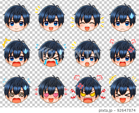 Male chibi character face icon material - Stock Illustration [92647874 ...