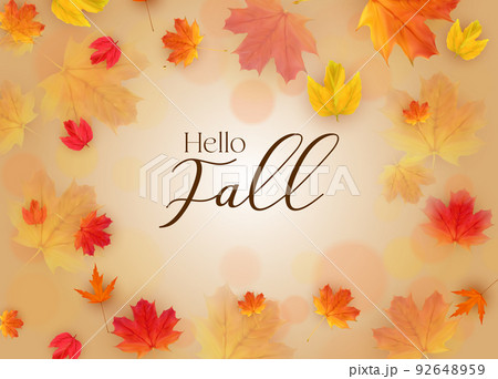Orange Natura Hellol Fall Card. Vector Illustration Orange Natura Hellol Fall Card. Vector Illustration 92648959