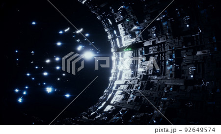 Space futuristic base with ships traffic. Futuristic concept. 3d rendering. 92649574