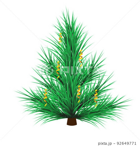 New Year's Pine with serpentine. Vector cartoon illustration. 92649771