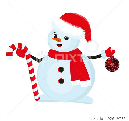 New Year's snowman. Vector illustration in cartoon style. New Year's snowman. Vector illustration in cartoon style. 92649772