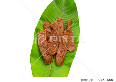Preserved turnip (radish) on green leaf 92651660