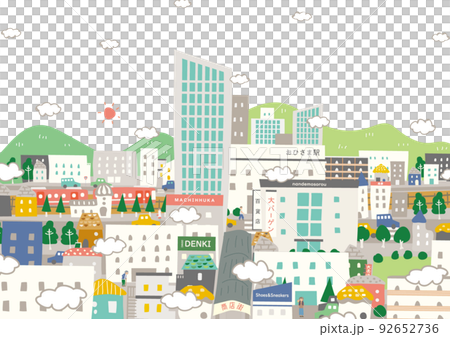 A city street where trains run in clouds A city street where trains run in clouds 92652736