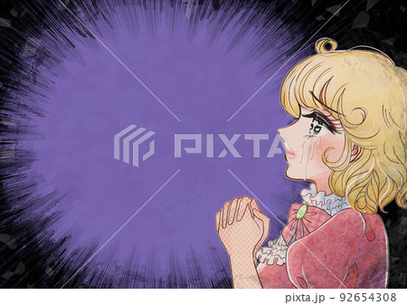 レトロ懐かしい少女漫画風・涙する悲劇のお姫様アイキャッチ レトロ懐かしい少女漫画風・涙する悲劇のお姫様アイキャッチ 92654308