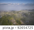 白馬三山と白馬村を覆う雲海　長野県白馬村（ドローンによる空撮） 92654725
