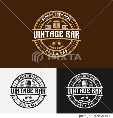 Vintage Bar Cafe Stamp Label Logo Design Template 92656391