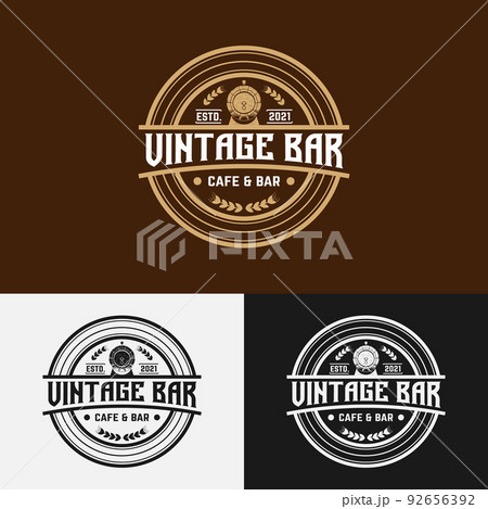 Vintage Bar Cafe Stamp Label Logo Design Template 92656392