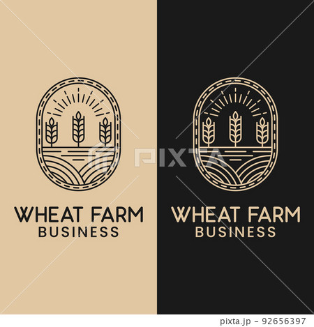 Wheat Rice Grain Farm Agriculture Logo Design Template 92656397