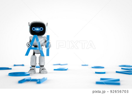 Small robot assistant with alphabet for machine learning Small robot assistant with alphabet for machine learning 92656703