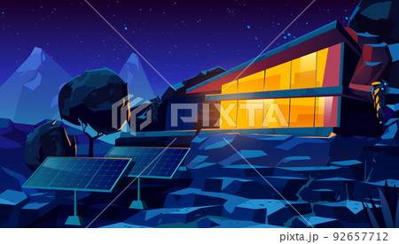 Organic architecture eco house with solar panels 92657712
