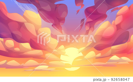 Sunset or sunrise, sky with pink clouds Sunset or sunrise, sky with pink clouds 92658047
