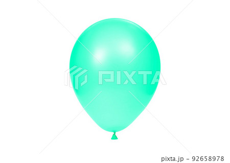 Green balloon isolated on white background. Template for postcard, banner, poster, web design. Festive decoration for celebrations and birthday. High resolution photo. 92658978