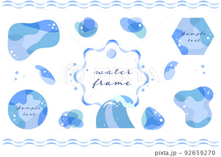 シンプルなあしらい　水のフレーム枠と装飾イラスト素材 92659270
