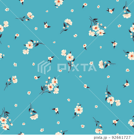Trendy floral background with elegant small flowers on field for digital wallpaper and garment in liberty style ,ornate vector template Trendy floral background with elegant small flowers on field for digital wallpaper and garment in liberty style ,ornate vector template 92661727