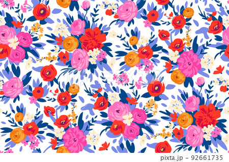 Modern floral pattern with elegant small flowers on suburban lawn for digital wallpaper and garment in ditsy style ,ornate vector template Modern floral pattern with elegant small flowers on suburban lawn for digital wallpaper and garment in ditsy style ,ornate vector template 92661735