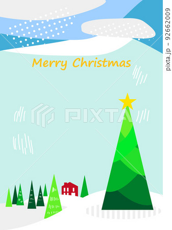 クリスマス　もみの木と雪景色のイラスト素材 92662009
