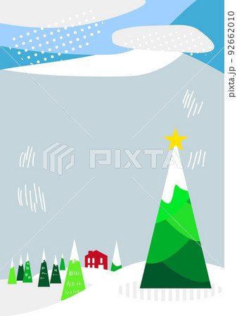 クリスマス　もみの木と雪景色のイラスト素材 92662010